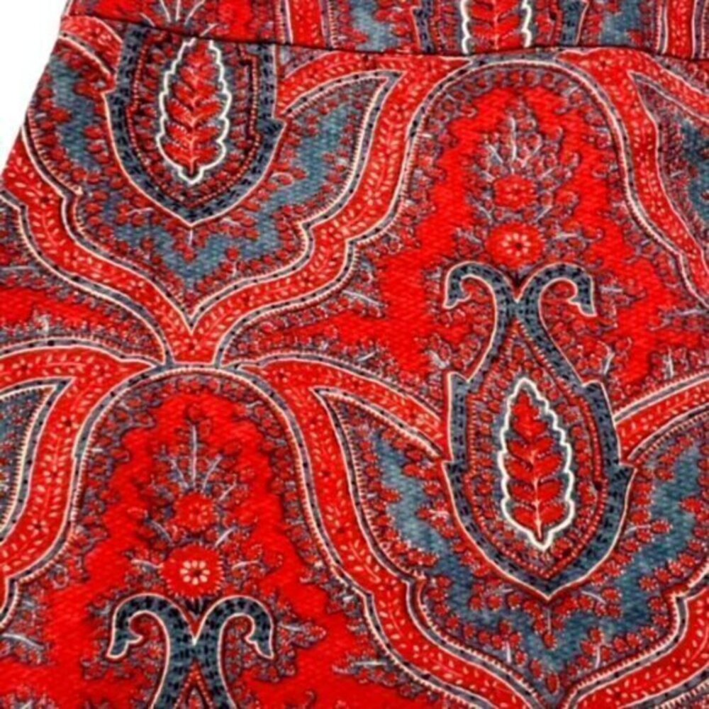J. Crew No. 2 Pencil Skirt Womens Size 00 Red Blue Paisley STUNNING Preppy Lined - Picture 3 of 14